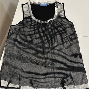 Simply Vera Vera Wang Black and Gray Tie-Dye Tank Top